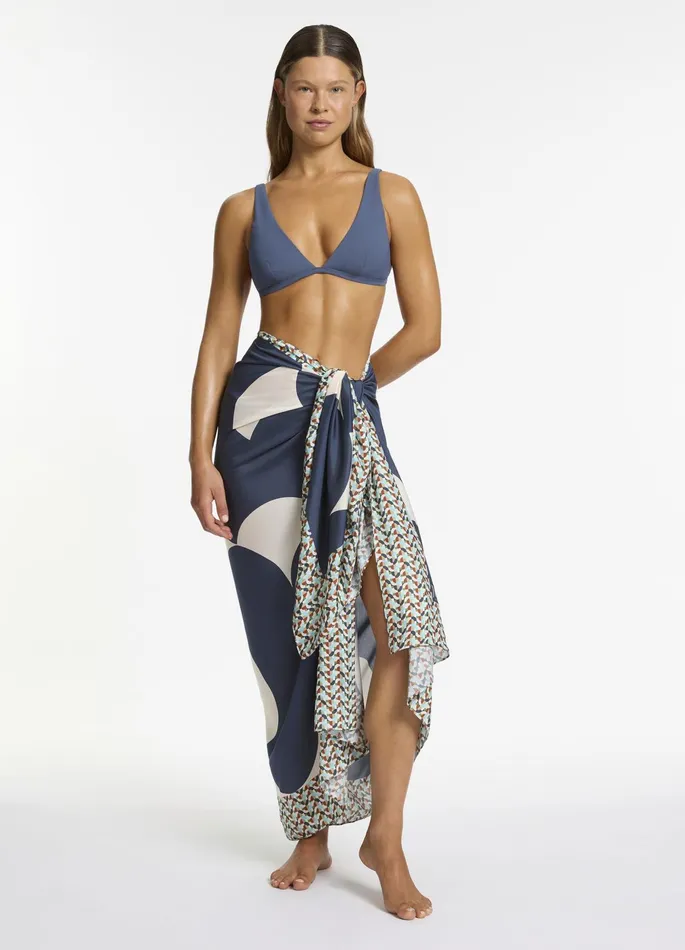 Acacia Long Sarong Steel Blue Women JETS Australia Skirts and Sarongs