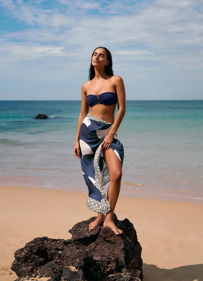 Acacia Long Sarong Steel Blue Women JETS Australia Skirts and Sarongs