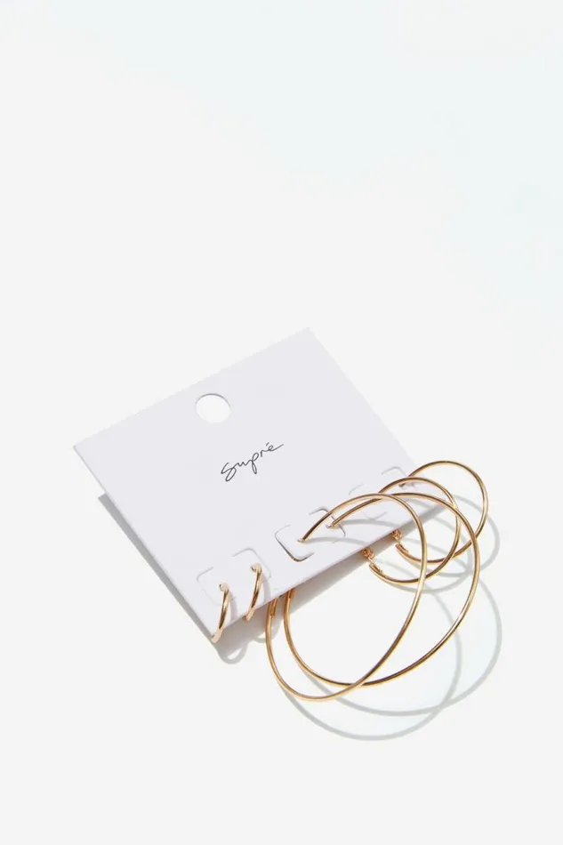 Accessories Supr Accessories Gold Hoop Earring Pack Gold