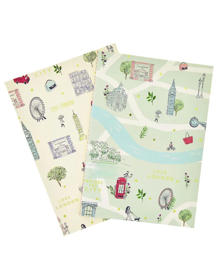 Accessorize 2x London Printed Notebooks GirlsWomen Stationery