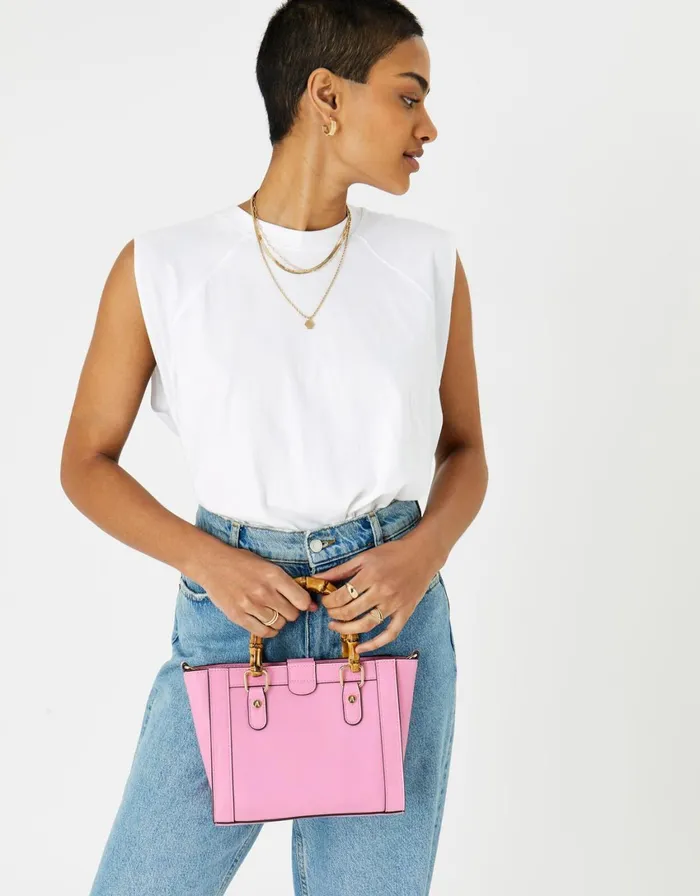 Accessorize Bamboo Mini Handheld Bag Pink Pink Women Top Handle Bags