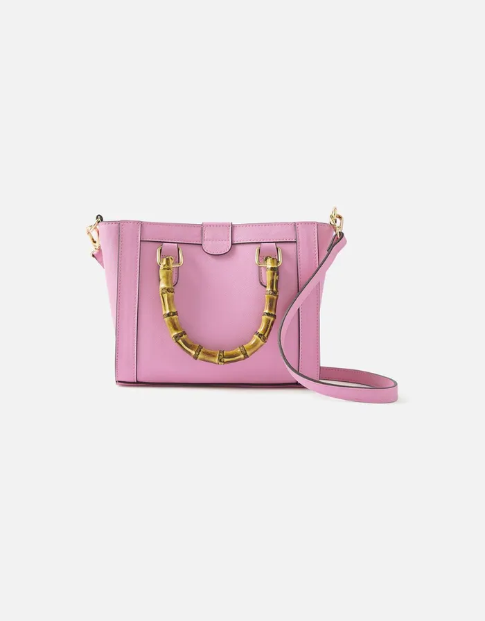 Accessorize Bamboo Mini Handheld Bag Pink Pink Women Top Handle Bags