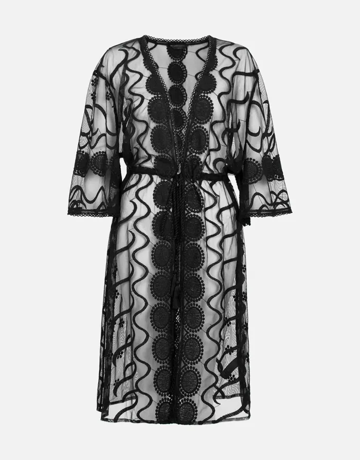Accessorize Beach Lace Kimono Black Black Women Kaftans Cover Ups and Sarongs