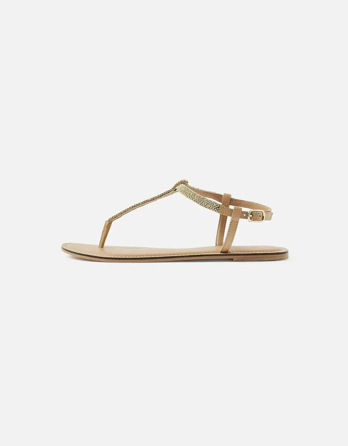 Accessorize Beaded Sandals Gold Gold Women Sandals and Flip Flops