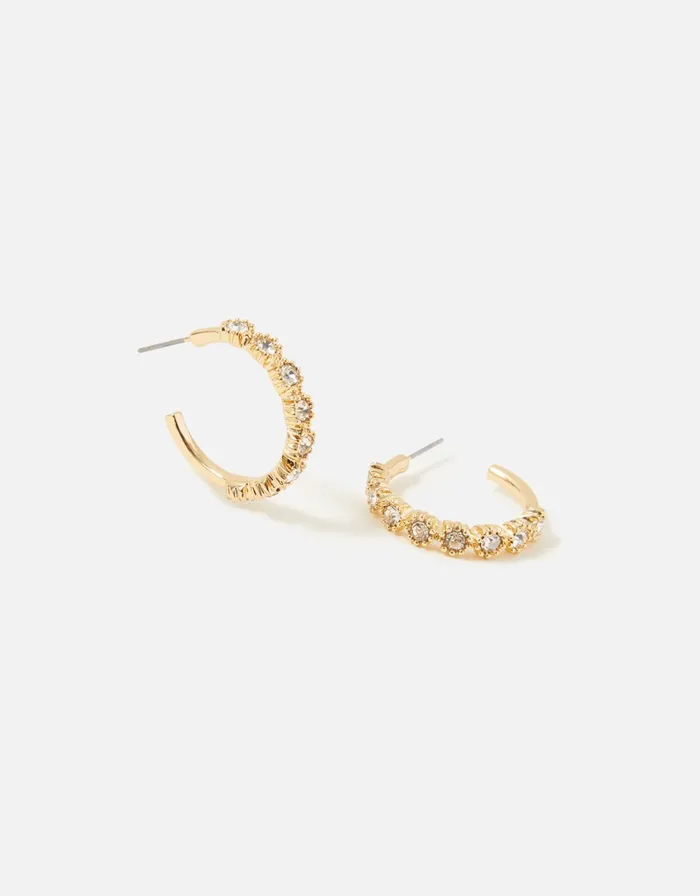 Accessorize Blue Harvest Diamante Flower Hoops Women Earrings