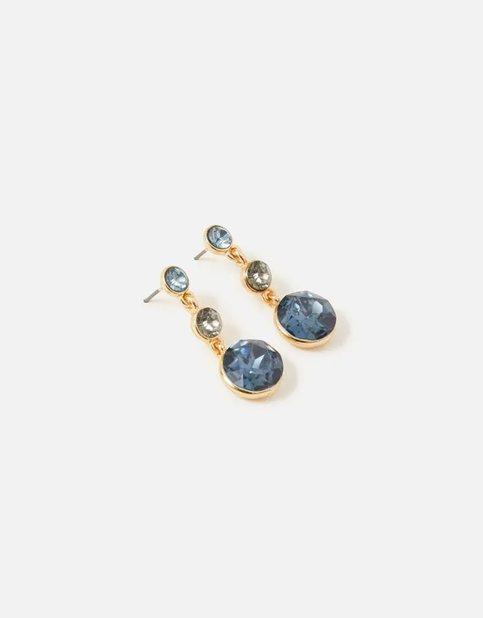 Accessorize Blue Harvest Triple Gem Drop Earrings Blue Women Earrings