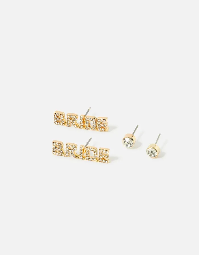 Accessorize BRIDE Letter Stud Earrings Women Earrings