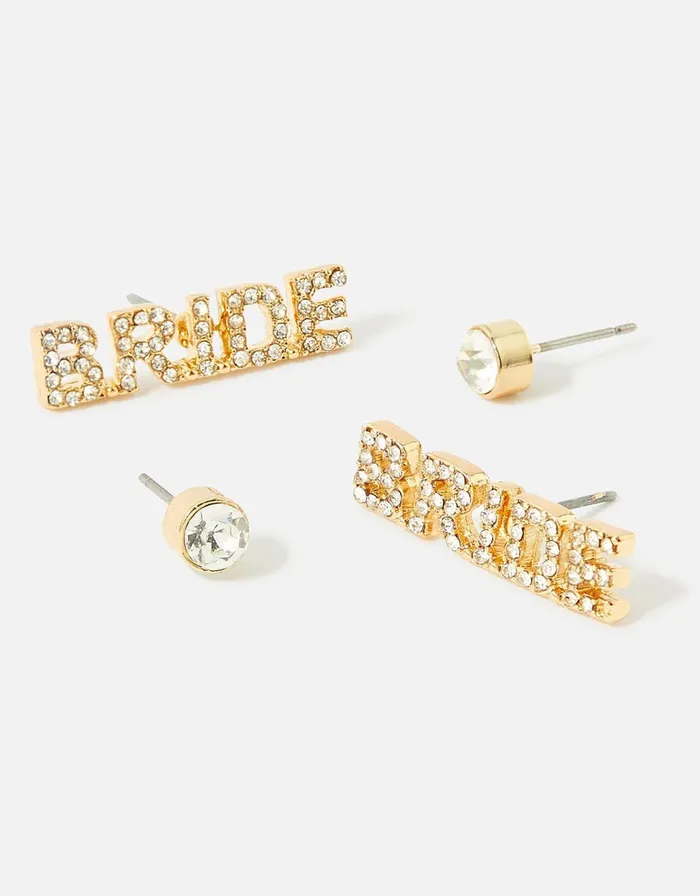 Accessorize BRIDE Letter Stud Earrings Women Earrings