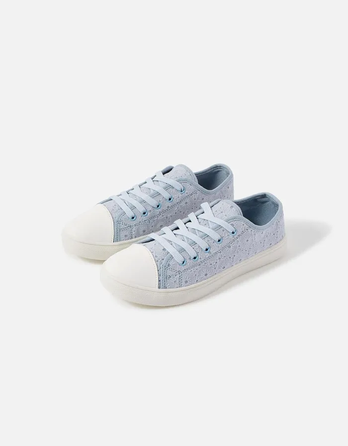 Accessorize Broderie Anglaise Trainers Blue Blue Women Trainers