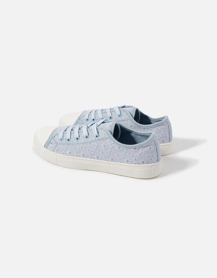 Accessorize Broderie Anglaise Trainers Blue Blue Women Trainers