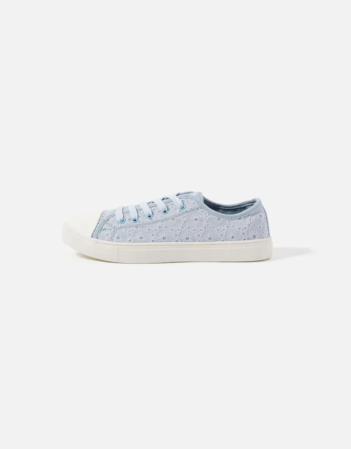 Accessorize Broderie Anglaise Trainers Blue Blue Women Trainers