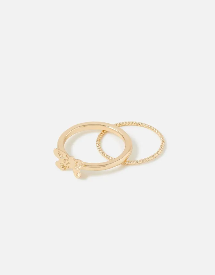 Accessorize Butterfly Stacking Ring Twinset Gold Gold Women Rings