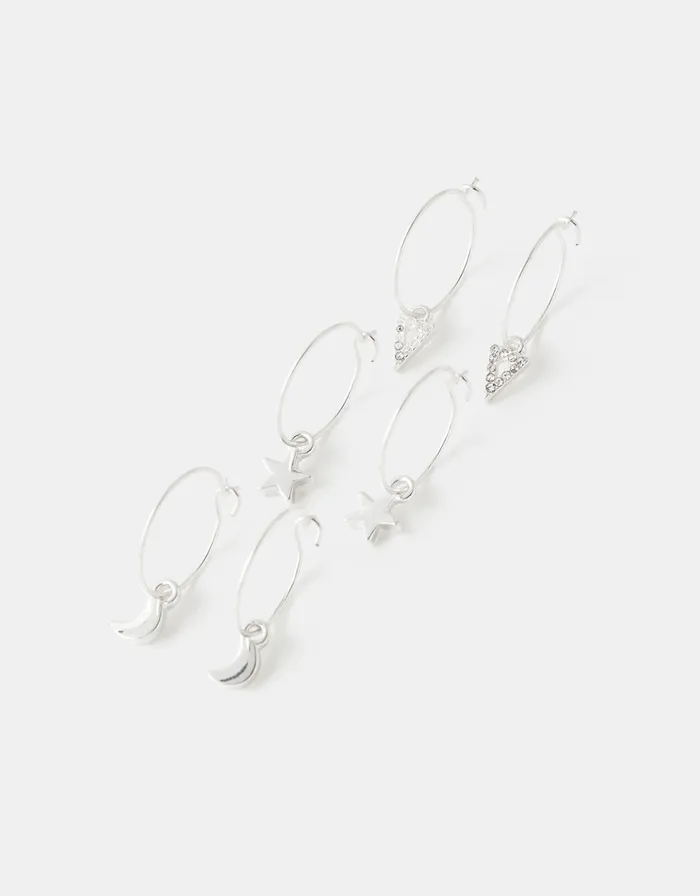 Accessorize Celestial Huggie Hoop Set Women Earrings