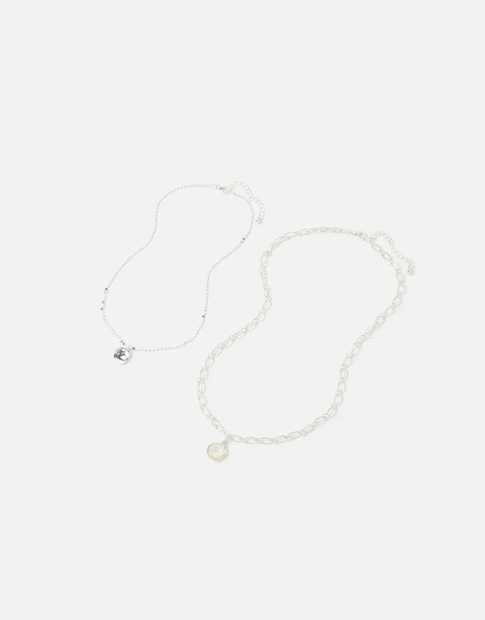 Accessorize Chain Stone Multirow Necklace Set Women Necklaces
