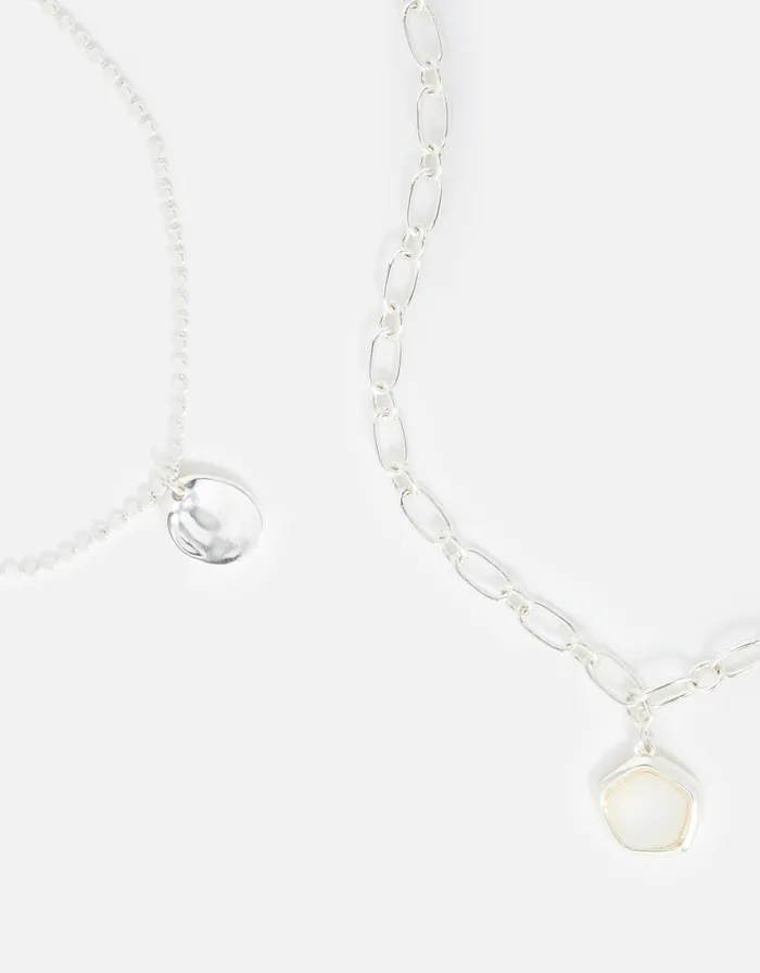 Accessorize Chain Stone Multirow Necklace Set Women Necklaces