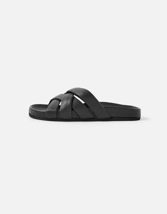 Accessorize Chunky Woven Leather Sandals Black Black Women Sandals and Flip Flops