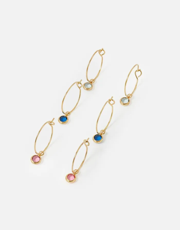 Accessorize Colour Gem Hoop Set Women Earrings