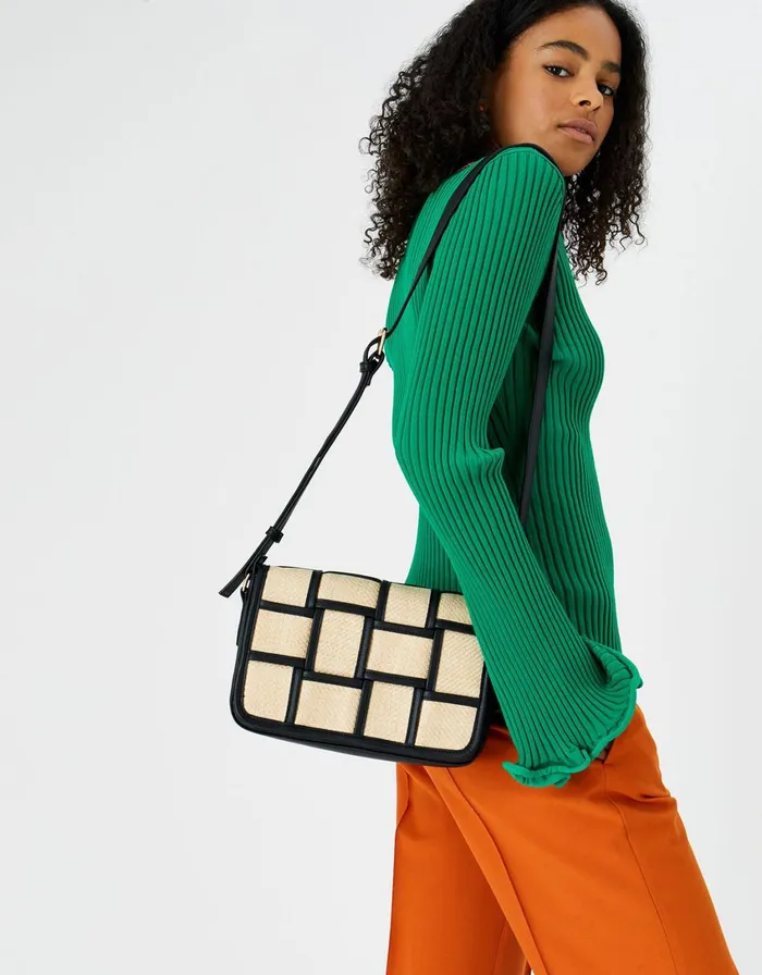 Accessorize Contrast Weave CrossBody Bag Black Black Women CrossBody Bags