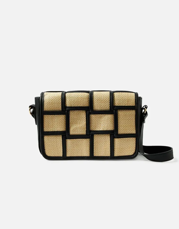 Accessorize Contrast Weave CrossBody Bag Black Black Women CrossBody Bags