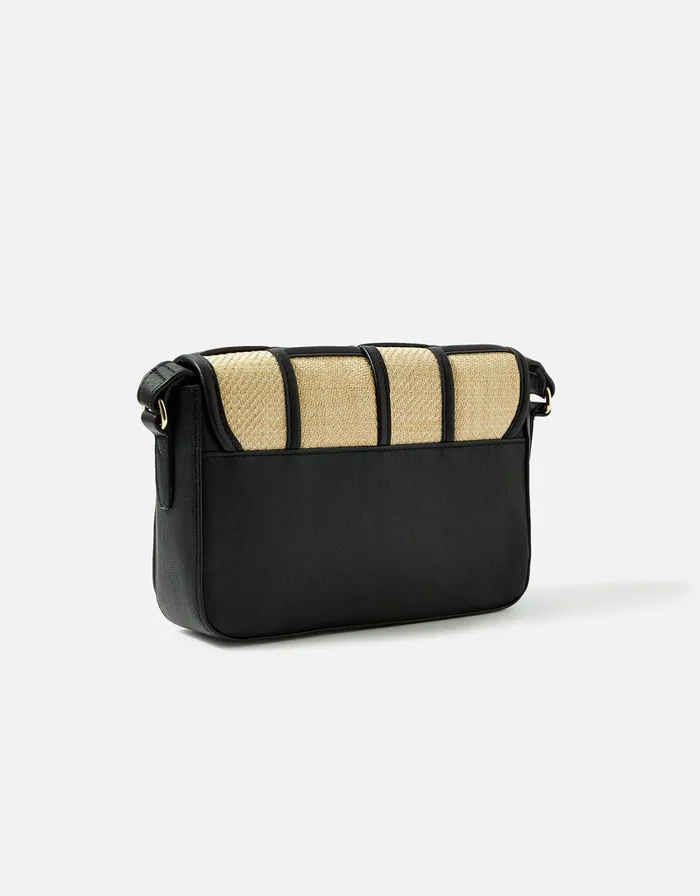 Accessorize Contrast Weave CrossBody Bag Black Black Women CrossBody Bags