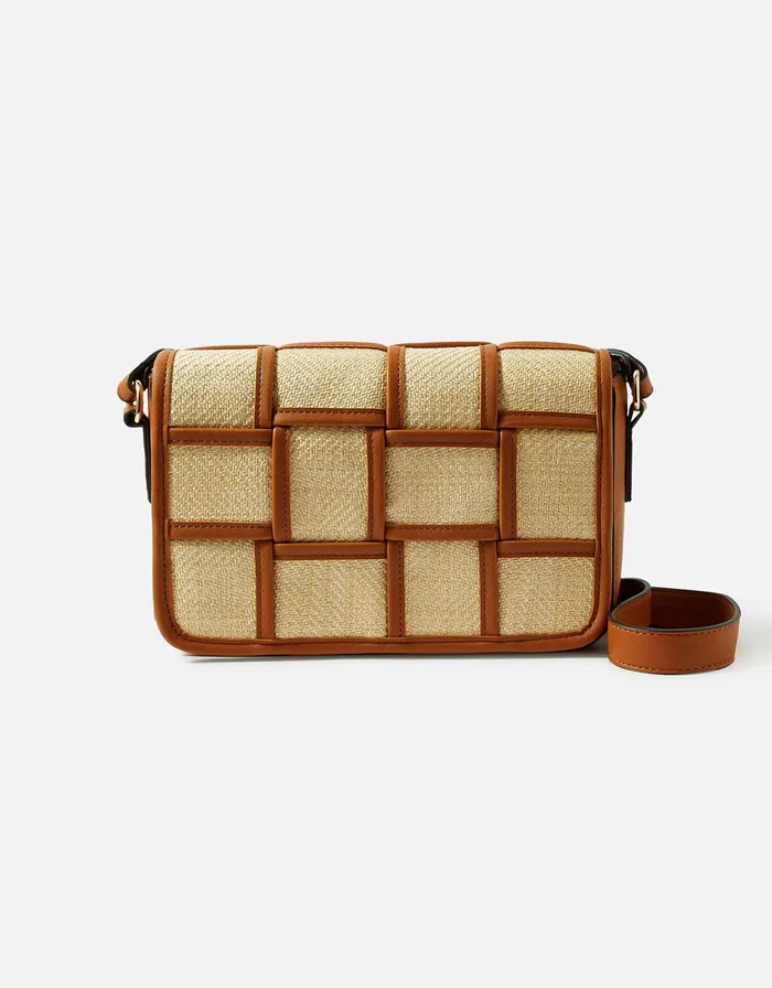 Accessorize Contrast Weave CrossBody Bag Tan Tan Women CrossBody Bags