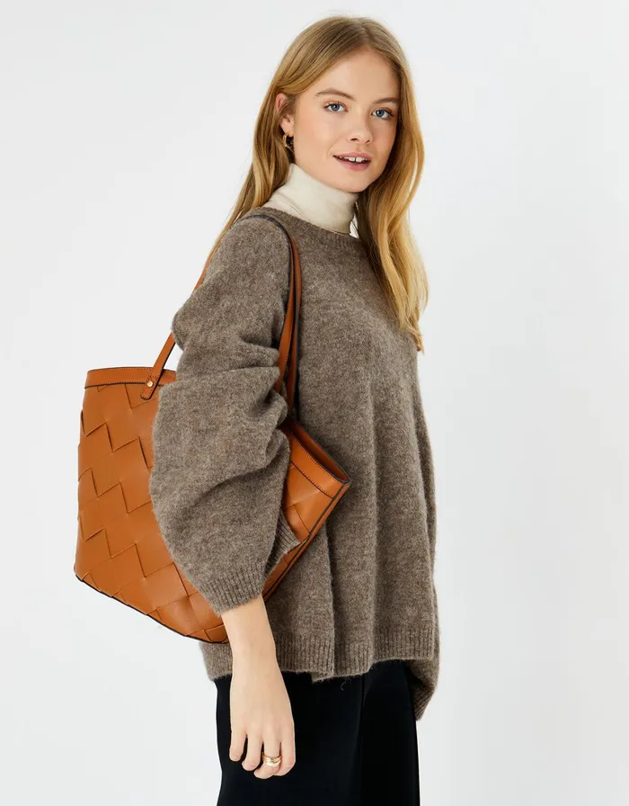 Accessorize CrossWeave Tote Bag Tan Tan Women Tote and Shopper Bags