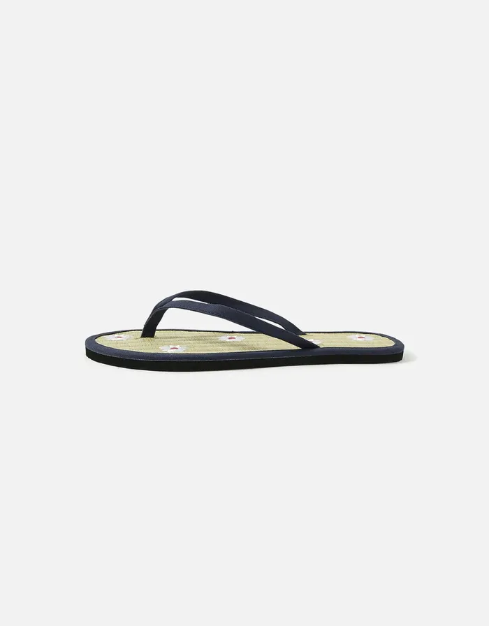 Accessorize Daisy Embroidered Seagrass Flip Flops Blue Navy Women Sandals and Flip Flops