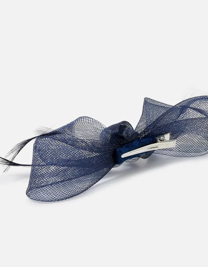 Accessorize Ella Bow Hair Clip Blue Navy Women Hats