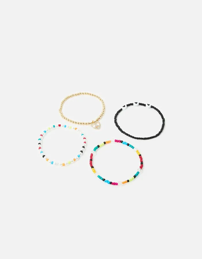 Accessorize Eye Candy Hearts And Beads Bracelet Set Women Bracelets
