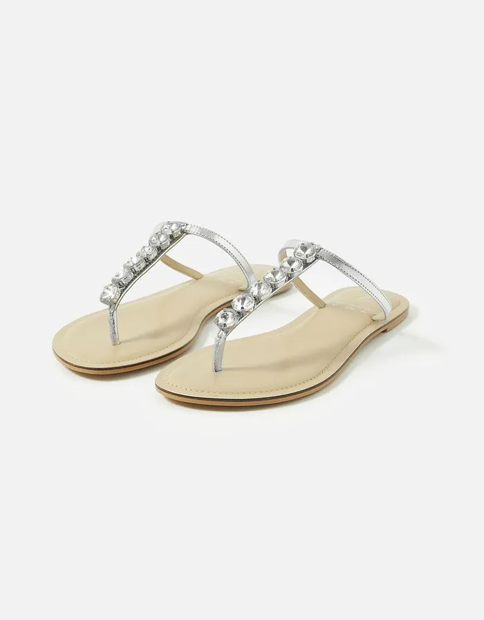 Accessorize Gem Embellished Sandals Silver Silver Women Sandals and Flip Flops