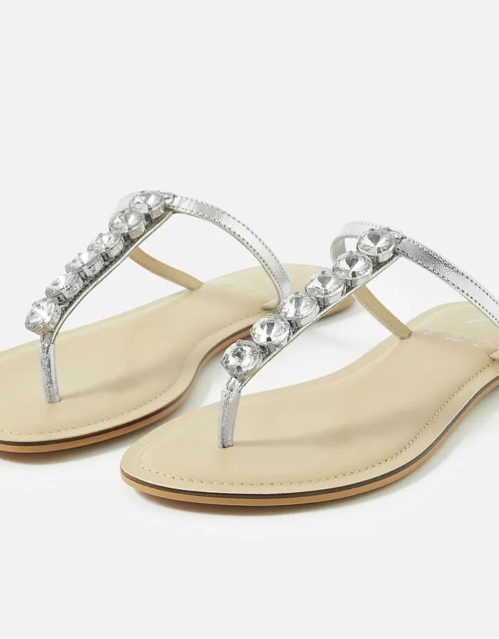 Accessorize Gem Embellished Sandals Silver Silver Women Sandals and Flip Flops