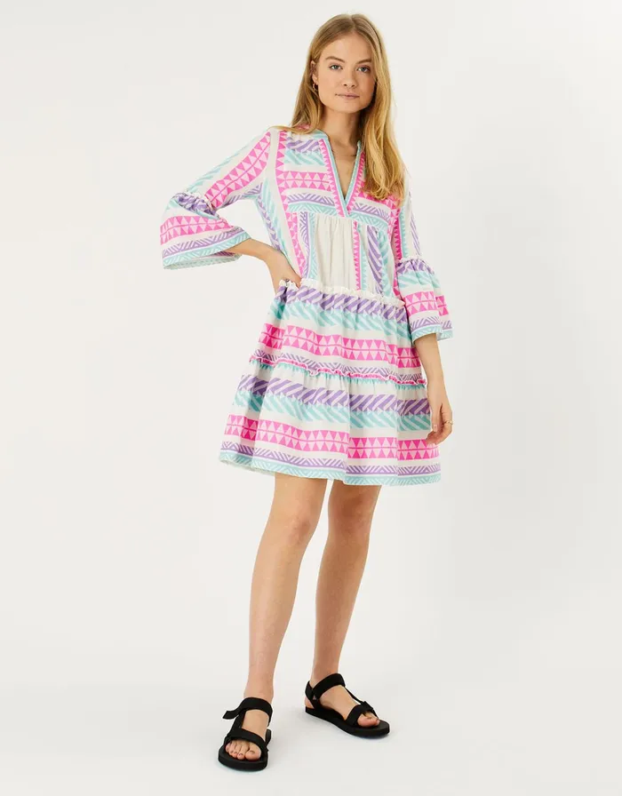 Accessorize Geometric Stripe Jacquard Dress Multi Brightsmulti Women Dresses