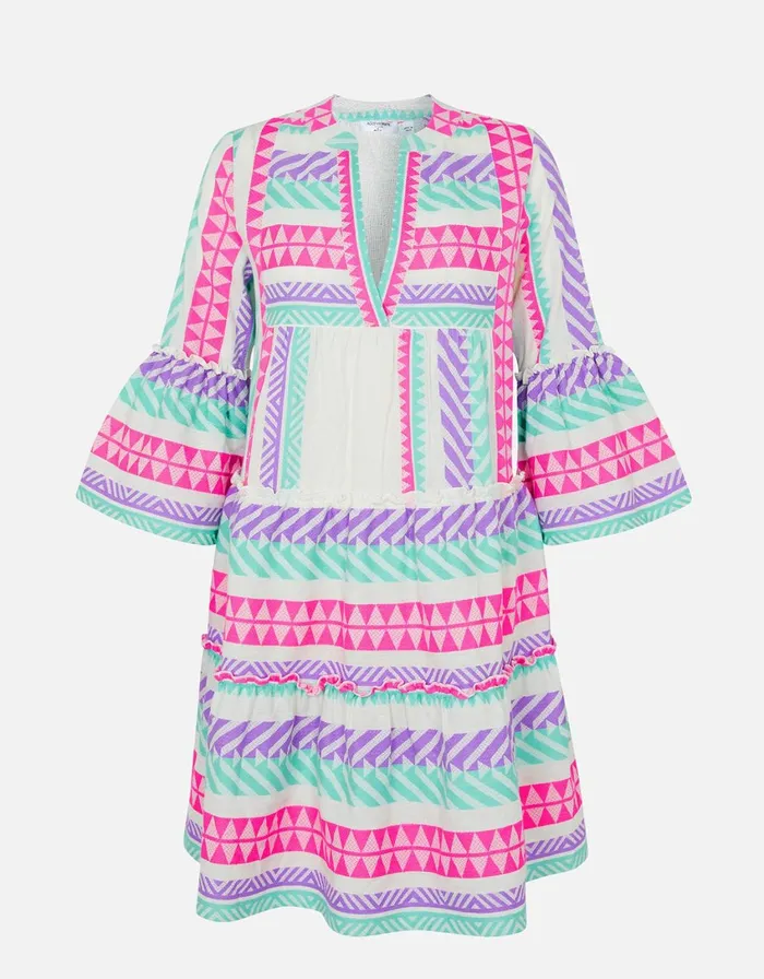 Accessorize Geometric Stripe Jacquard Dress Multi Brightsmulti Women Dresses