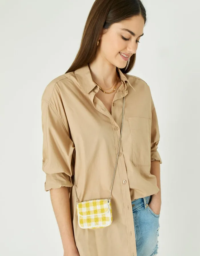 Accessorize Gingham Mini Purse Yellow Yellow Women Purses and Wallets