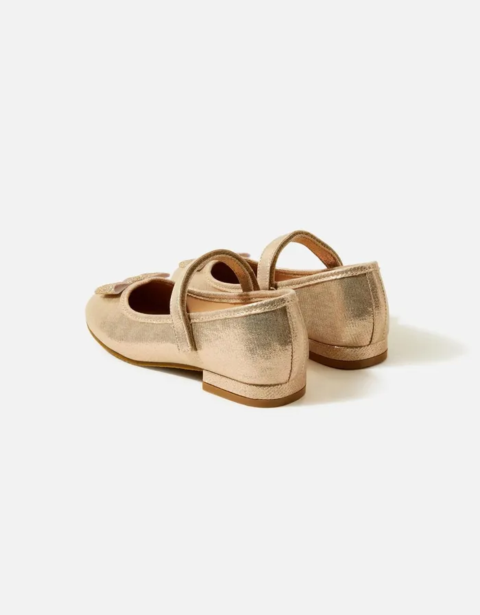 Accessorize Girls Bow Mini Heels Gold Gold Girls Shoes