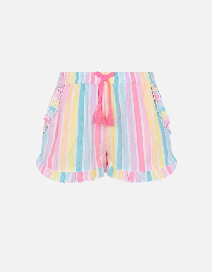 Accessorize Girls Rainbow Stripe Shorts Multi Brightsmulti Girls Clothing