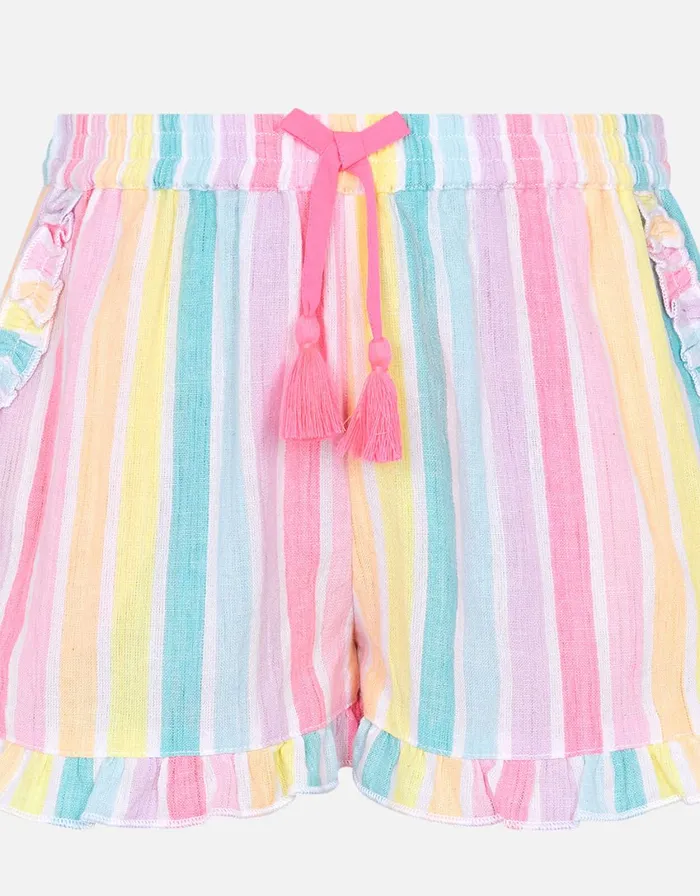 Accessorize Girls Rainbow Stripe Shorts Multi Brightsmulti Girls Clothing