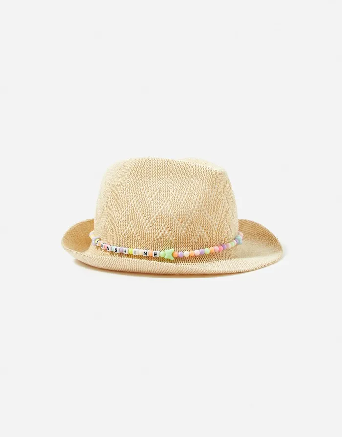 Accessorize Girls Sunshine Beaded Packable Hat Multi Brightsmulti Girls Summer Hats