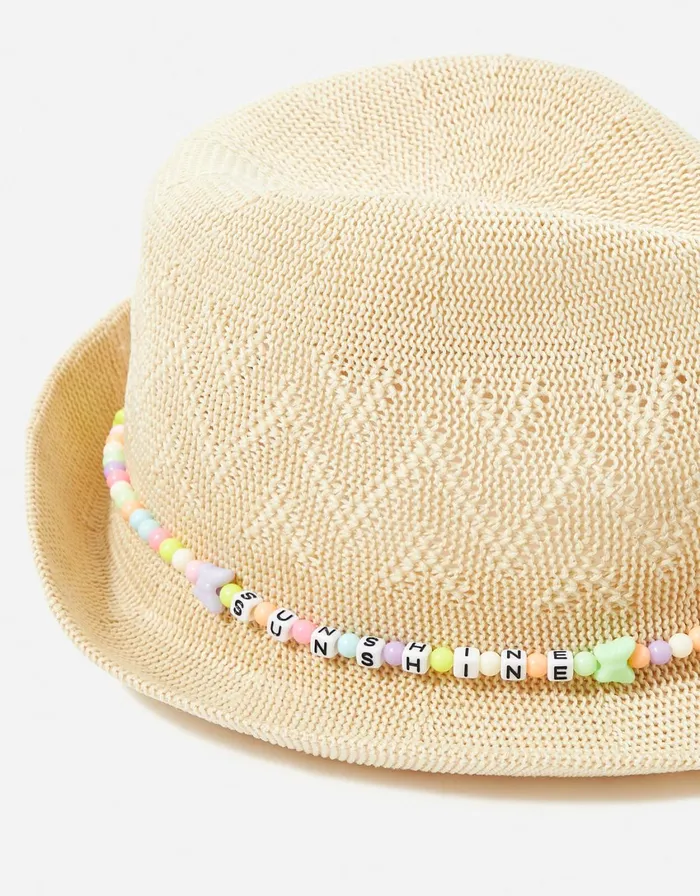 Accessorize Girls Sunshine Beaded Packable Hat Multi Brightsmulti Girls Summer Hats