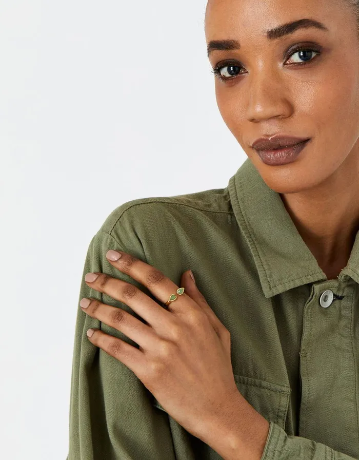 Accessorize GoldPlated Aventurine Healing Stone Ring Green Light Green Women Rings