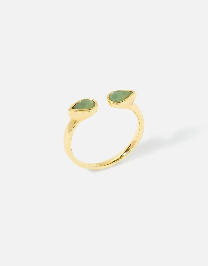 Accessorize GoldPlated Aventurine Healing Stone Ring Green Light Green Women Rings