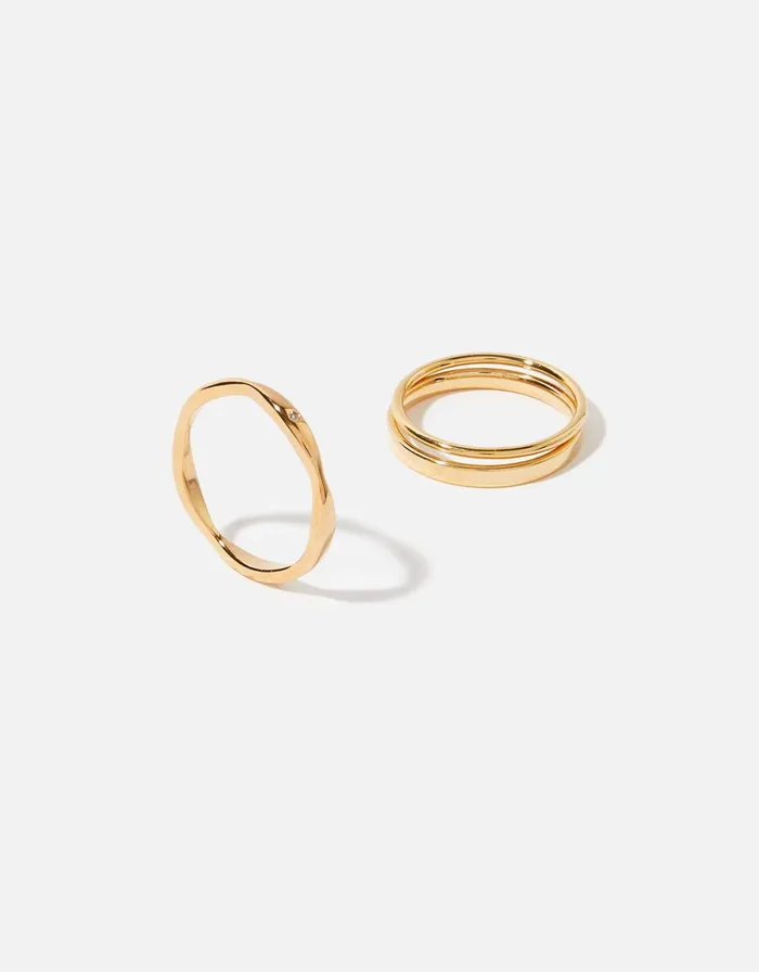Accessorize GoldPlated Mixed Band Stacking Ring Multipack Gold Gold Women Rings
