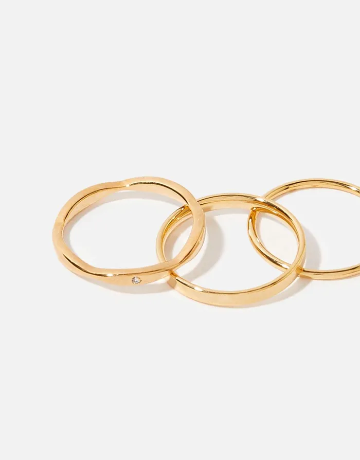Accessorize GoldPlated Mixed Band Stacking Ring Multipack Gold Gold Women Rings