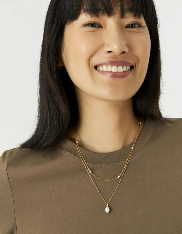 Accessorize GoldPlated Pearl Layered Pendant Necklace Women Necklaces