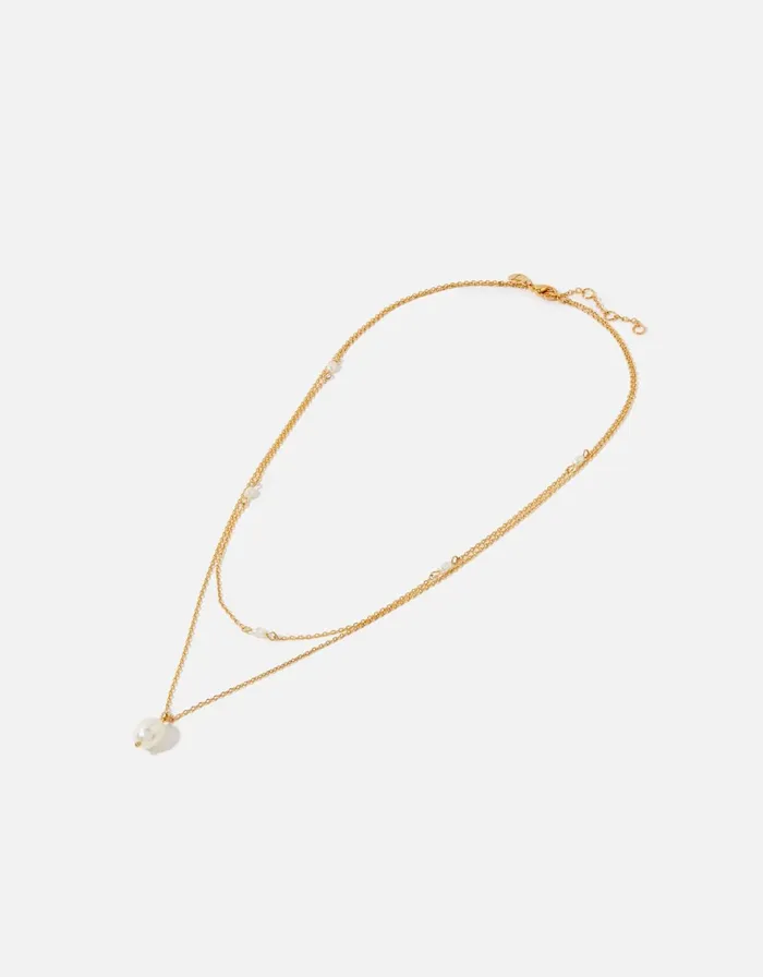 Accessorize GoldPlated Pearl Layered Pendant Necklace Women Necklaces