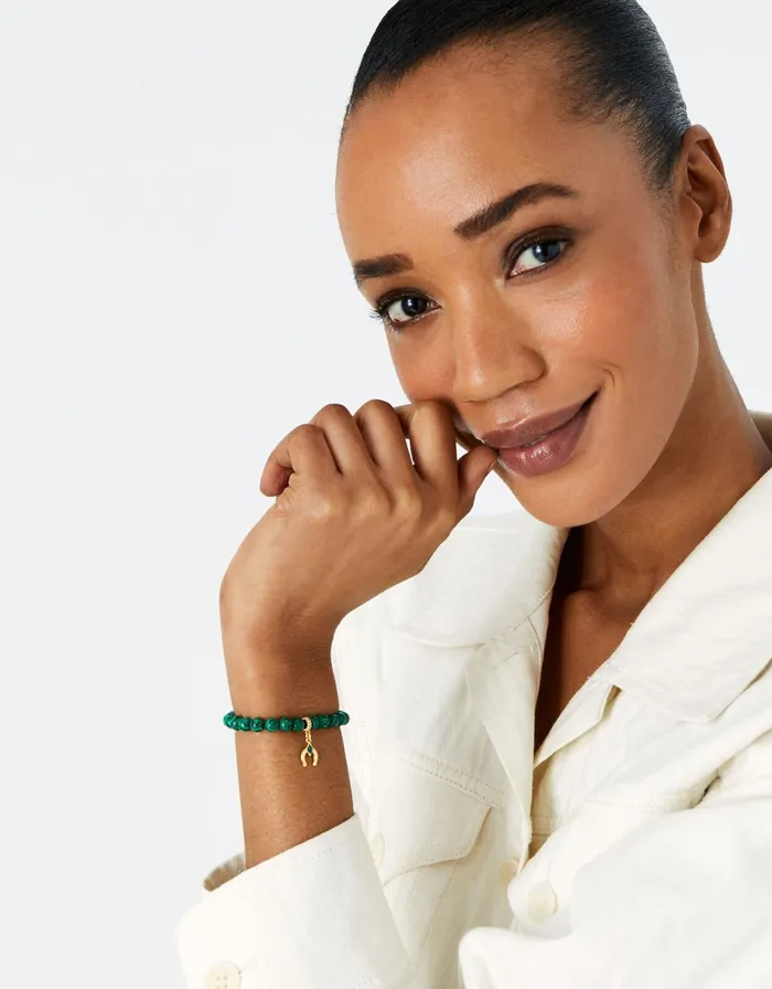 Accessorize GoldPlated Power Stone Malachite Bracelet Women Bracelets