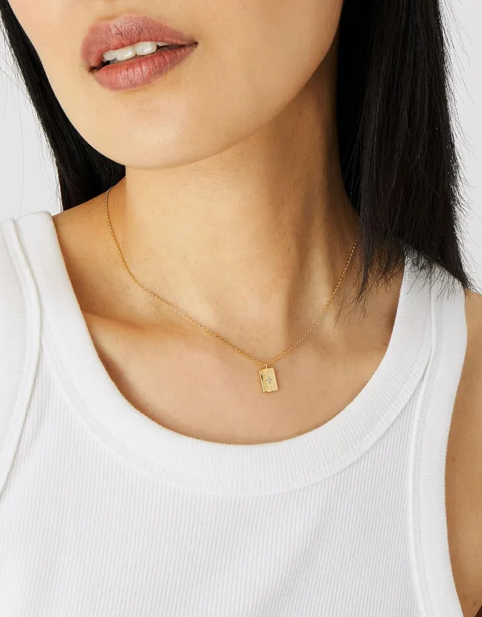 Accessorize GoldPlated Rectangle Star Pendant Necklace Women Necklaces