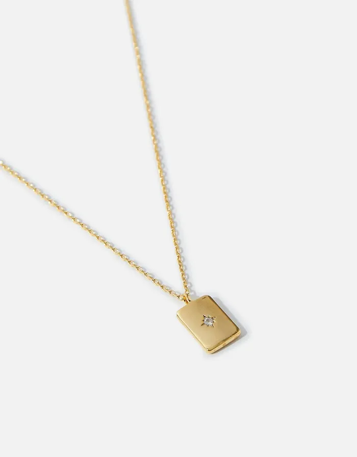Accessorize GoldPlated Rectangle Star Pendant Necklace Women Necklaces
