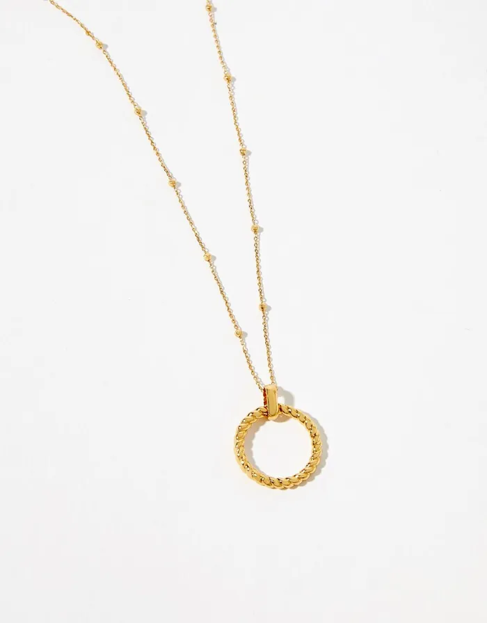 Accessorize GoldPlated Rope Circle Pendant Necklace Women Necklaces