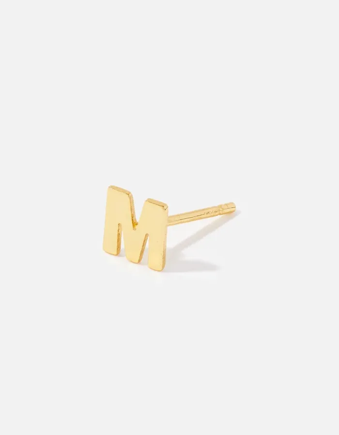 Accessorize GoldPlated Single Initial Stud Gold Gold Women Earrings